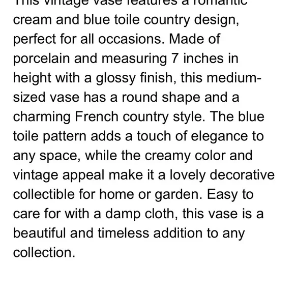 Vintage-Inspired rooster and toile country design Cream and Green Vase - Picture 5 of 5